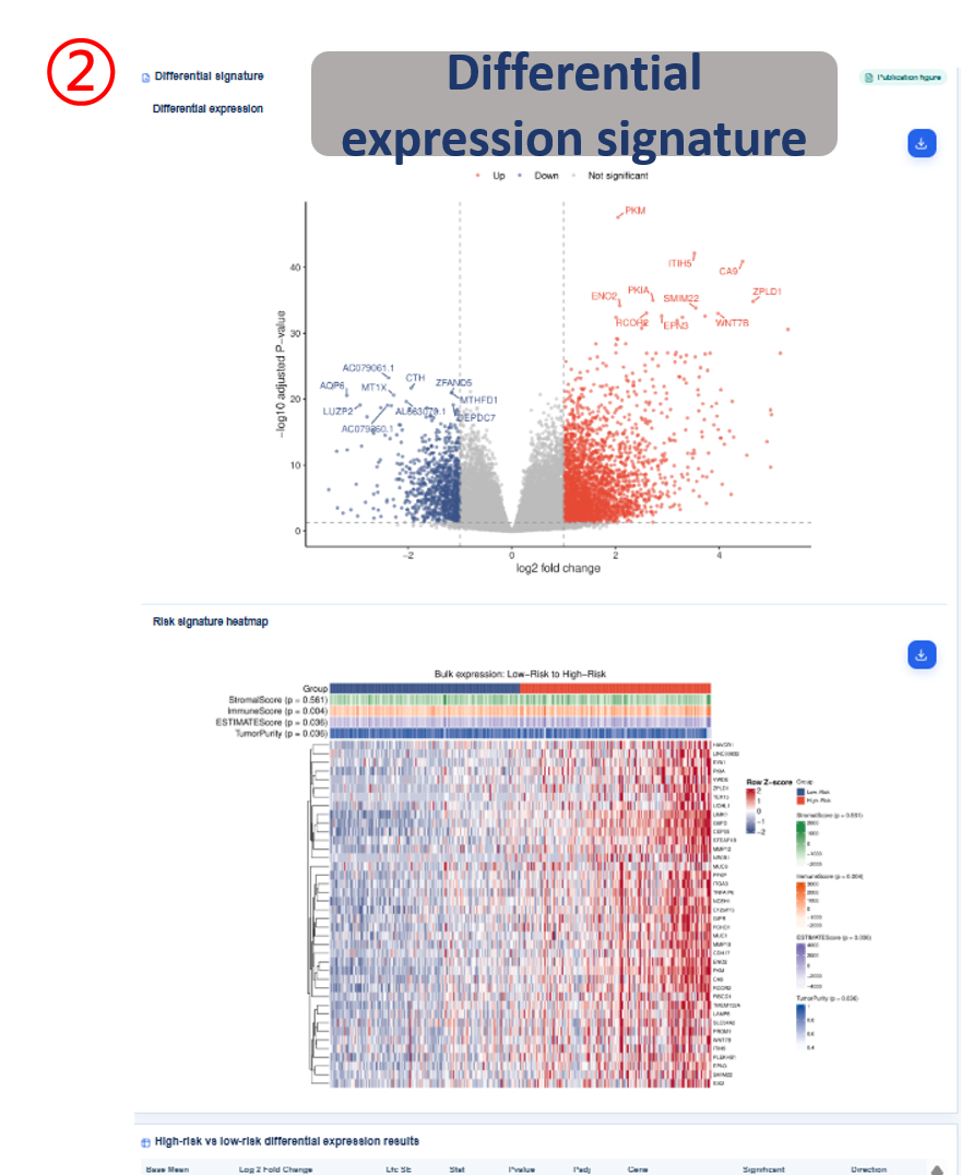 Bulk risk differential expression signature